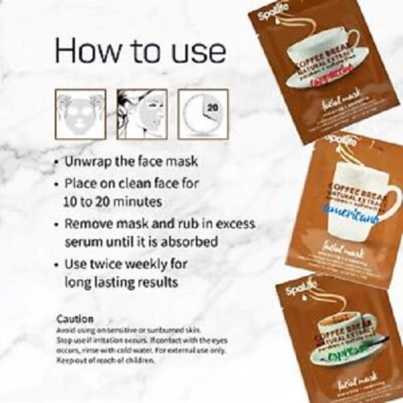 BUNDLE LOT OF 3 Coffee Break Natural Extract Americano Facial Masks Antioxidants - Picture 3 of 5